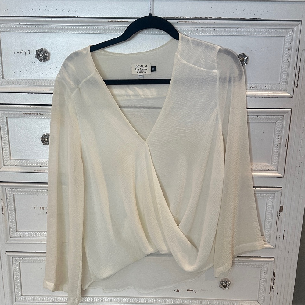 Elegant Cream Draped Blouse